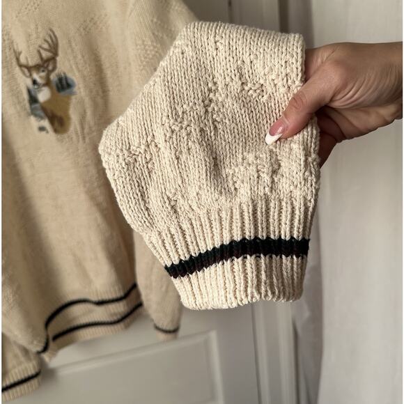 VTG Shenandoah Men’s Sweater 4XLT Chunky Knit Cream Embroidered Buck Hunting USA - Picture 7 of 12